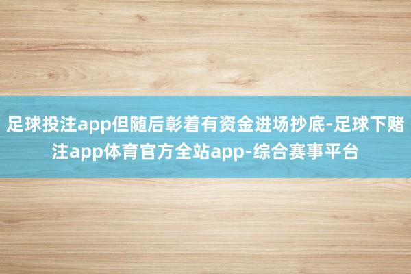 足球投注app但随后彰着有资金进场抄底-足球下赌注app体育官方全站app-综合赛事平台