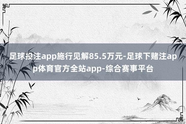 足球投注app施行见解85.5万元-足球下赌注app体育官方全站app-综合赛事平台