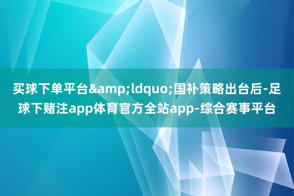 买球下单平台&ldquo;国补策略出台后-足球下赌注app体育官方全站app-综合赛事平台